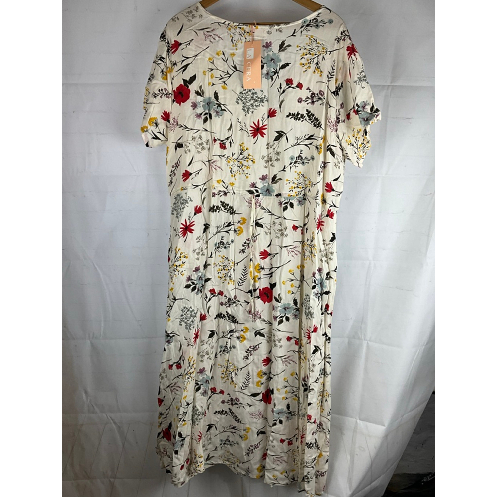 Women's CERA Floral Dress Cream/Red Size 1X - Picture 4 of 5